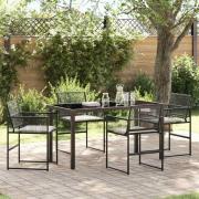vidaXL Trädgårdsmöbelset 5 pcs Svart Poly rattan