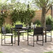 vidaXL Trädgårdsmöbelset 5 pcs Svart Poly rattan