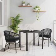 vidaXL Trädgårdsmöbelset 3 pcs Svart Poly rattan