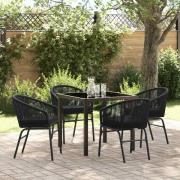vidaXL Trädgårdsmöbelset 5 pcs Svart Poly rattan