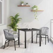 vidaXL Trädgårdsmöbelset 3 pcs Grå Poly rattan
