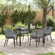 vidaXL Trädgårdsmöbelset 5 pcs Grå Poly rattan