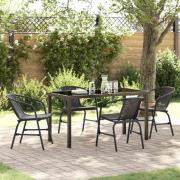 vidaXL Trädgårdsmöbelset 5 pcs Svart Poly rattan