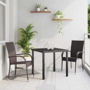 vidaXL Trädgårdsmöbelset 3 pcs Brun Poly rattan