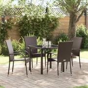 vidaXL Trädgårdsmöbelset 5 pcs Brun Poly rattan