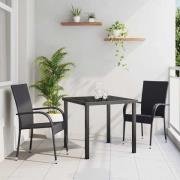 vidaXL Trädgårdsmöbelset 3 pcs Svart Poly rattan