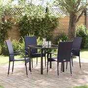 vidaXL Trädgårdsmöbelset 5 pcs Svart Poly rattan