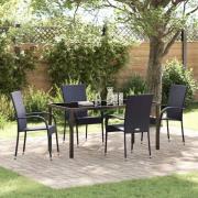 vidaXL Trädgårdsmöbelset 5 pcs Svart Poly rattan
