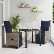 vidaXL Trädgårdsmöbelset 3 pcs Grå konstrotting