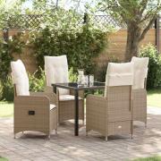 vidaXL Trädgårdsmöbelset med kudde 5 pcs Beige Poly rattan