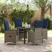 vidaXL Trädgårdsmöbelset med kudde 5 pcs Svart Poly rattan