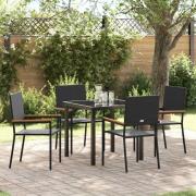vidaXL Trädgårdsmöbelset 5 pcs Svart Poly rattan