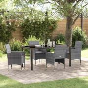 vidaXL Trädgårdsmöbelset med kudde 5 pcs Grå Poly rattan