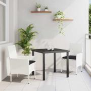 vidaXL Trädgårdsmöbelset med kudde 3 pcs Vit Poly rattan