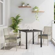 vidaXL Trädgårdsmöbelset med kudde 3 pcs Ljusgrå Poly rattan