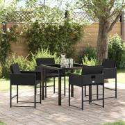 vidaXL Trädgårdsmöbelset med kudde 5 pcs Svart Poly rattan
