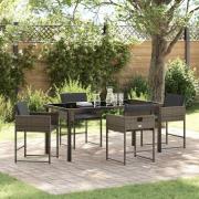 vidaXL Trädgårdsmöbelset med kudde 5 pcs Grå Poly rattan