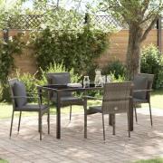 vidaXL Trädgårdsmöbelset med kudde 5 pcs Grå Poly rattan