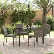 vidaXL Trädgårdsmöbelset med kudde 5 pcs Grå Poly rattan