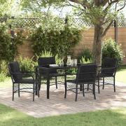 vidaXL Trädgårdsmöbelset med kudde 5 pcs Svart Poly rattan