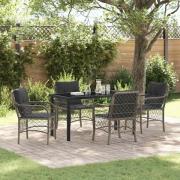 vidaXL Trädgårdsmöbelset med kudde 5 pcs Grå Poly rattan