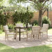 vidaXL Trädgårdsmöbelset med kudde 5 pcs Beige Poly rattan