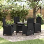 vidaXL Trädgårdsmöbelset 5 pcs Svart konstrotting