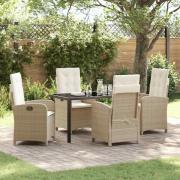 vidaXL Trädgårdsmöbelset 5 pcs Beige konstrotting