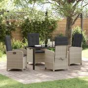 vidaXL Trädgårdsmöbelset 5 pcs Ljusgrå konstrotting