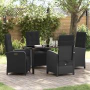 vidaXL Trädgårdsmöbelset 5 pcs Svart konstrotting