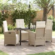 vidaXL Trädgårdsmöbelset 5 pcs Beige konstrotting