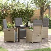 vidaXL Trädgårdsmöbelset 5 pcs Beige konstrotting
