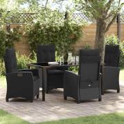vidaXL Trädgårdsmöbelset 5 pcs Svart konstrotting