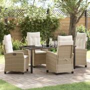 vidaXL Trädgårdsmöbelset 5 pcs Beige konstrotting
