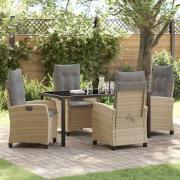 vidaXL Trädgårdsmöbelset 5 pcs Beige konstrotting