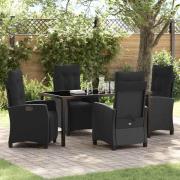 vidaXL Trädgårdsmöbelset 5 pcs Svart konstrotting