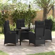 vidaXL Trädgårdsmöbelset 5 pcs Svart konstrotting
