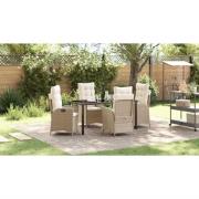 vidaXL Trädgårdsmöbelset 5 pcs Beige konstrotting