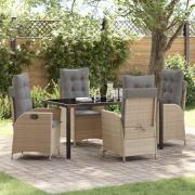 vidaXL Trädgårdsmöbelset 5 pcs Beige konstrotting