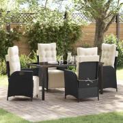 vidaXL Trädgårdsmöbelset 5 pcs Svart Poly rattan