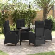 vidaXL Trädgårdsmöbelset 5 pcs Svart Poly rattan