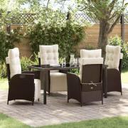 vidaXL Trädgårdsmöbelset 5 pcs Brun Poly rattan