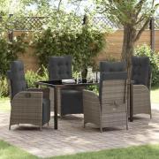 vidaXL Trädgårdsmöbelset 5 pcs Grå Poly rattan