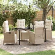 vidaXL Trädgårdsmöbelset 5 pcs Beige Poly rattan