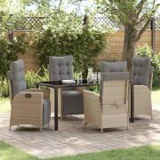 vidaXL Trädgårdsmöbelset 5 pcs Beige Poly rattan