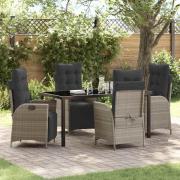 vidaXL Trädgårdsmöbelset 5 pcs Ljusgrå Poly rattan