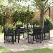 vidaXL Trädgårdsmöbelset 5 pcs Svart konstrotting