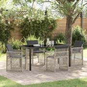 vidaXL Trädgårdsmöbelset 5 pcs Ljusgrå konstrotting