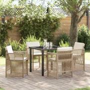 vidaXL Trädgårdsmöbelset 5 pcs Beige Poly rattan