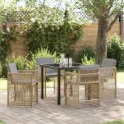 vidaXL Trädgårdsmöbelset 5 pcs Beige konstrotting